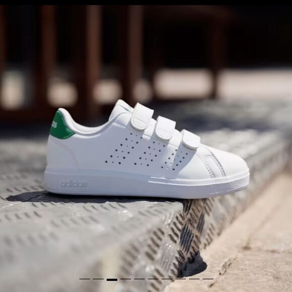 Adidas Boys Stan Smith CF C Originals SIZE 2 WHITE GREEN - Picture 1 of 7